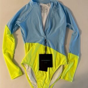 Cynthia Rowley Vibrant Yellow and Blue Surf Swimsuit